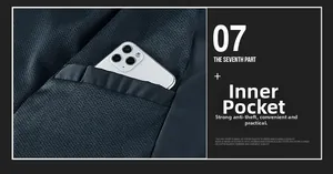 Detail view of the functional interior pocket on a black jacket with mesh fabric lining