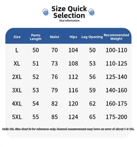 Detailed size chart for corduroy shorts ranging from L to 5XL with specific measurements