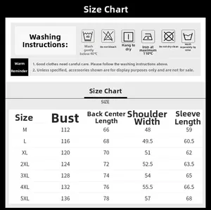 Men casual jacket size chart including chest and shoulder measurements from M up to 5XL