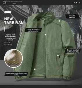 Detailansicht der militärgrünen Outdoorjacke mit atmungsaktivem Netzfutter und Stehkragen