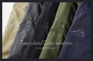 Macro detail of multicolored outdoor jacket fabrics with mountain embroidery logos