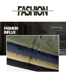 Detail showing outdoor multi-pocket utility vests in green, navy, khaki and black