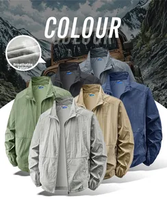 Breathable outdoor sun protection jackets in multiple colors for men with stand collars