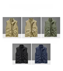 Detail view of reversible outdoor vest featuring windproof and waterproof fabric functions
