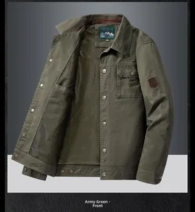 Army green men's casual jacket featuring breathable mesh lining and chest pocket detail