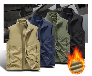 Detailed view of durable multi-pocket tactical vests with warm polar fleece lining