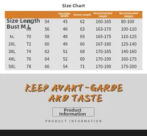 Size chart for lamb velvet corduroy jacket showing measurements from M to 5XL