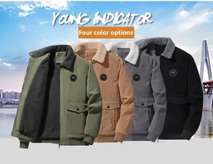 Detail of corduroy jacket with warm fleece lining and multiple color options