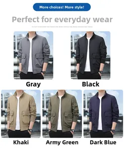 Men's functional outdoor jacket with stand collar and utility pockets in five colors