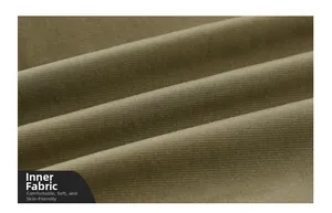 Detailed macro shot of olive green jacket lining with soft and skin-friendly fabric texture