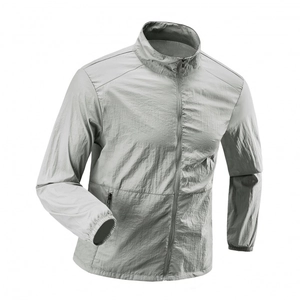 Men Sun Protection Jacket UPF50+ Lightweight Breathable Waterproof Windbreaker Stand Collar Zip Up Outdoor Sport Coat
