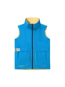 Men's Reversible Workwear Vest Polyester Thin Contrast Color Sleeveless Jacket Stand Collar Casual Multi-pocket Waistcoat