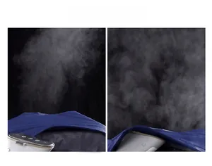 Detail of high-density navy blue fabric showing professional breathable and sweat-wicking steam test