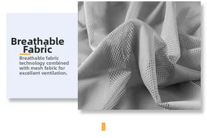 Close-up of grey breathable mesh fabric showing the honeycomb structure for men's vest