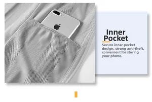 Detail of grey mesh tactical vest showing an inner pocket with a smartphone inside