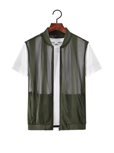 Men Outdoor Mesh Vest Breathable Quick Dry Multi Pocket Zipper Fishing Waistcoat Casual Summer Workwear Sleeveless Top