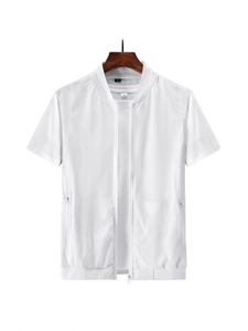 Men's white mesh short sleeve zipper vest breathable lightweight summer cooling sunscreen top