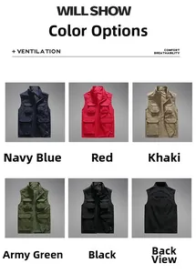 Outdoor-Utility-Weste Details mit Multi-Taschen-Design und atmungsaktivem Rücken in fünf Farben