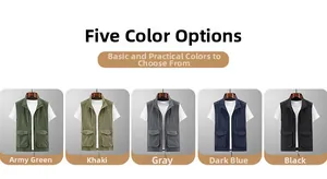 Quick-dry fishing vest for men featuring multiple functional pockets in five different colors