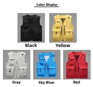 Gilet de plein air multi-poches en cinq couleurs avec doublure en mesh respirant