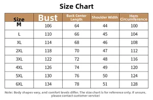 Size chart for quick-dry multi-pocket vest showing chest and length from M to 6XL