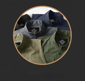 Detailed view of collar stitching and brand label on quick-dry fishing vests in four colors
