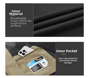 Detail of breathable honeycomb mesh lining and inner zipper pocket for smartphone