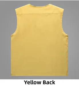 Vue arrière détaillée d'un gilet jaune de plein air avec texture mesh et coutures nettes