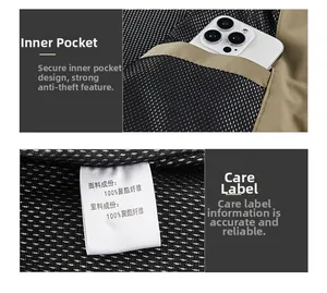 Detail of the hidden internal security pocket for smartphones on a mesh outdoor vest
