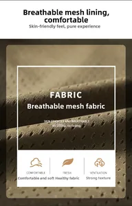 Detailed macro view of the breathable honeycomb mesh lining in khaki photography vest