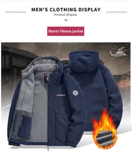 Dettaglio fronte e retro della giacca in pile blu navy con ricamo polare e fodera grigia