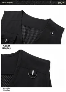 Détail de la doublure en maille respirante et du col en V sur le gilet tactique