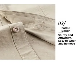 Detail of khaki twill fabric with reinforced button design and precise stitching on shirt