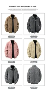 Men's retro distressed jacket in coffee, dark grey, pink, khaki, and light grey colors