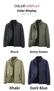 Detailed color display of men's windproof stand collar jackets in four versatile shades