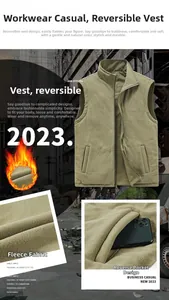 Details der Wendeweste aus Fleece mit Fokus auf Textur und Taschen in Olivgrün