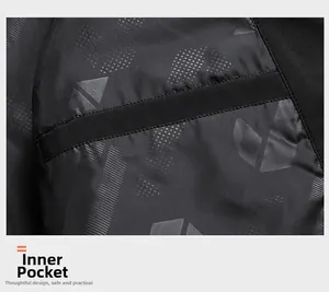 Detailed close-up showing the secure inner pocket of this men's black casual jacket