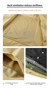 Detail of outdoor shirt featuring breathable back mesh vents and durable fabric