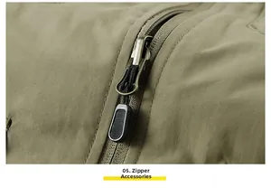 Detail of high-quality zipper with anti-slip puller on windproof fleece vest for men