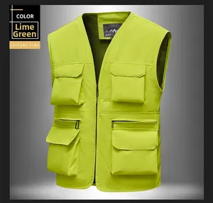 Detail of fruit green outdoor vest showing ripstop fabric texture and mesh lining