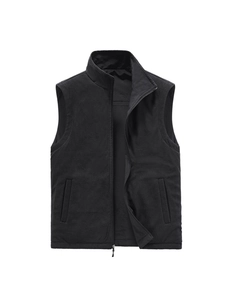 Weste für Herren aus schwarzem Fleece mit Stehkragen und Reißverschlusstaschen