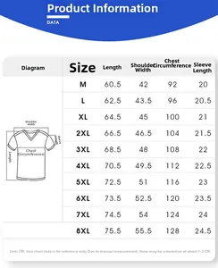 Detailed size chart for men's quick-dry sport T-shirt from size M up to 8XL with CM measurements