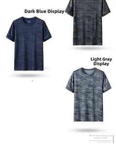 Detailed display of three ice silk sports t-shirts in navy, dark grey and light grey colors
