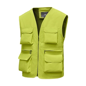 Gilet de Pêche et Photographie Homme Multi Poches Séchage Rapide Respirant Maille Vêtement de Travail Casual Sport