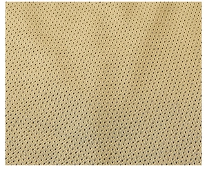 Macro shot of breathable mesh fabric on men's quick-dry shirt in beige finish