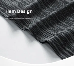 Detailed macro view of the breathable mesh hem on a gray quick-dry athletic t-shirt