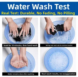 Detail showing fade-resistant black fabric and durability after washing process