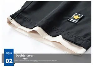 Detailed close-up of double-layer hem design with premium stitching on sports shorts