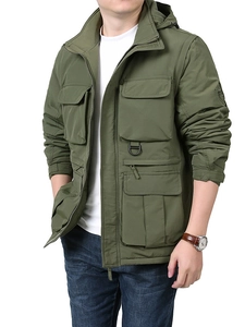 Giacca Cargo Outdoor da Uomo Antivento Funzionale Multitasche Cappotto Con Cappuccio e Maniche Rimovibili Abbigliamento Tattico Casual