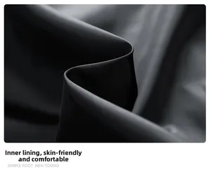 Macro detail of the smooth black lining fabric with skin-friendly silky texture